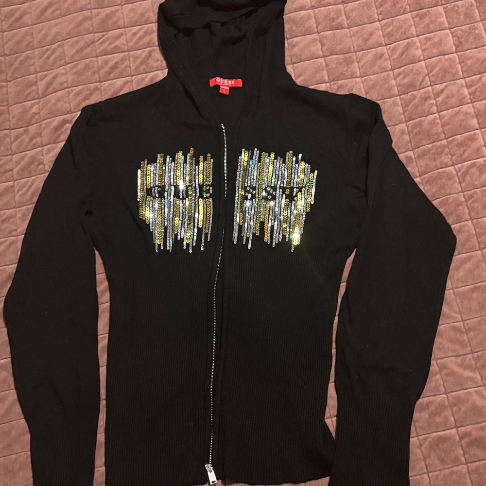 Guess Black and Gold Sequin Women's Jacket